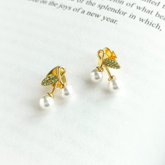 NEW KATE SPADE Cherie Cherry Gold Stud Earrings AUTHENTIC - Picture 2 of 3